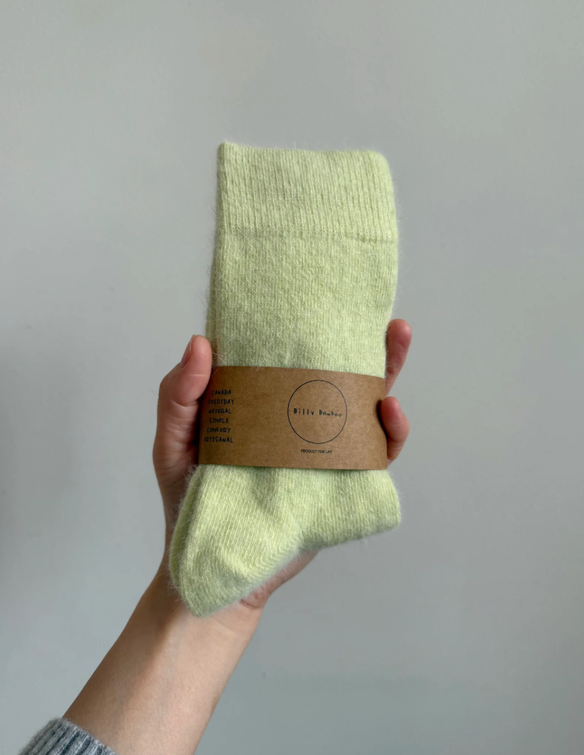 Fluffy Angora Sock: Yellow Diamond