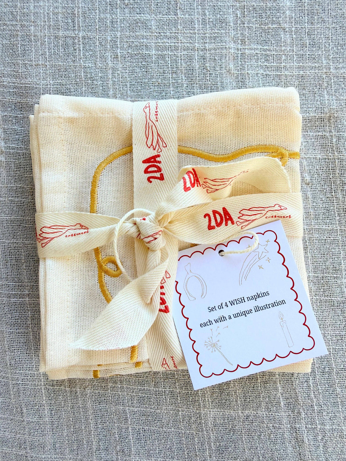 Wish Embroidered Cocktail Napkin Set