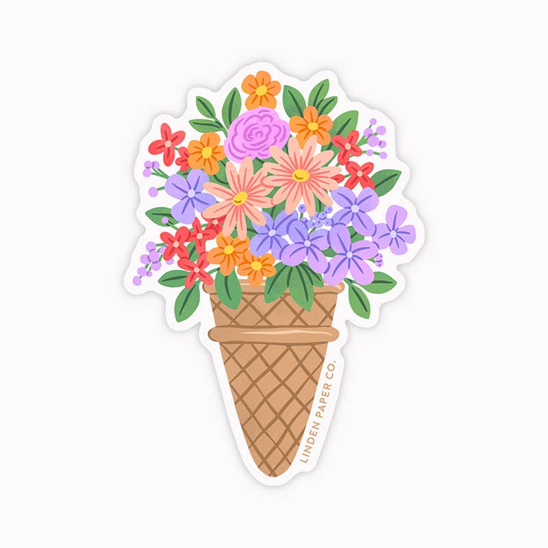Floral Ice Cream Clear Vinyl Sticker