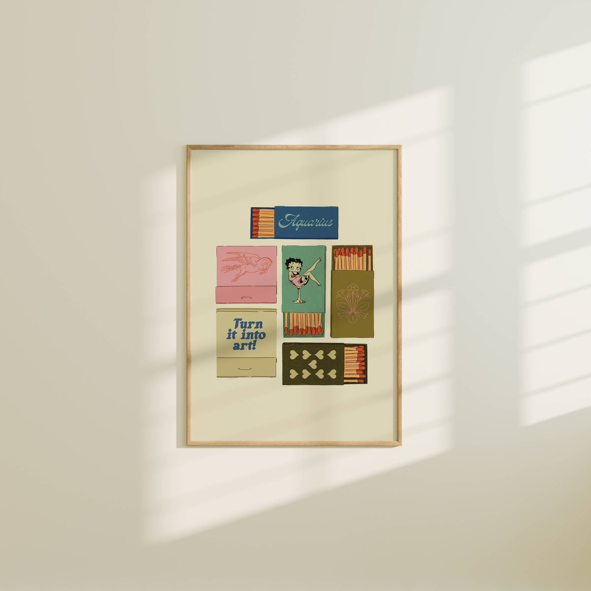 Aquarius: Zodiac Vintage Inspired Matchbook Print