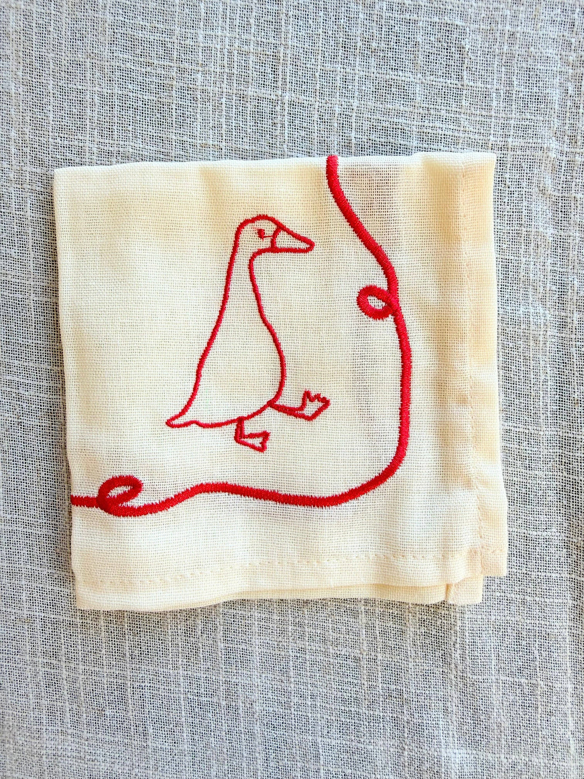 Duck Embroidered Cocktail Napkin Set