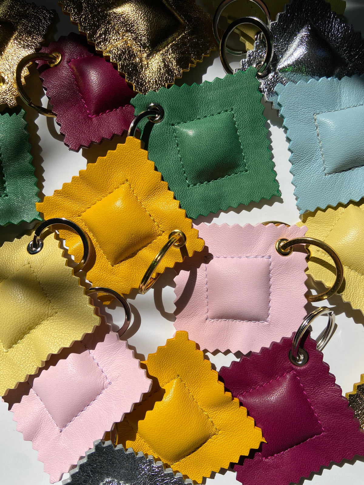 Handcrafted Leather Ravioli Keychain