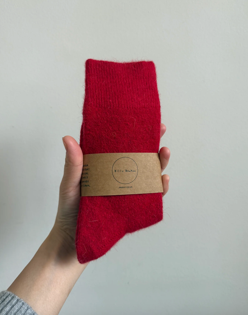 Fluffy Angora Sock: Crystal Red