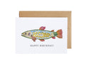 Happy Birthday Fish, Pressed Flower Trout Greeting Card
