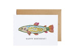 Happy Birthday Fish, Pressed Flower Trout Greeting Card