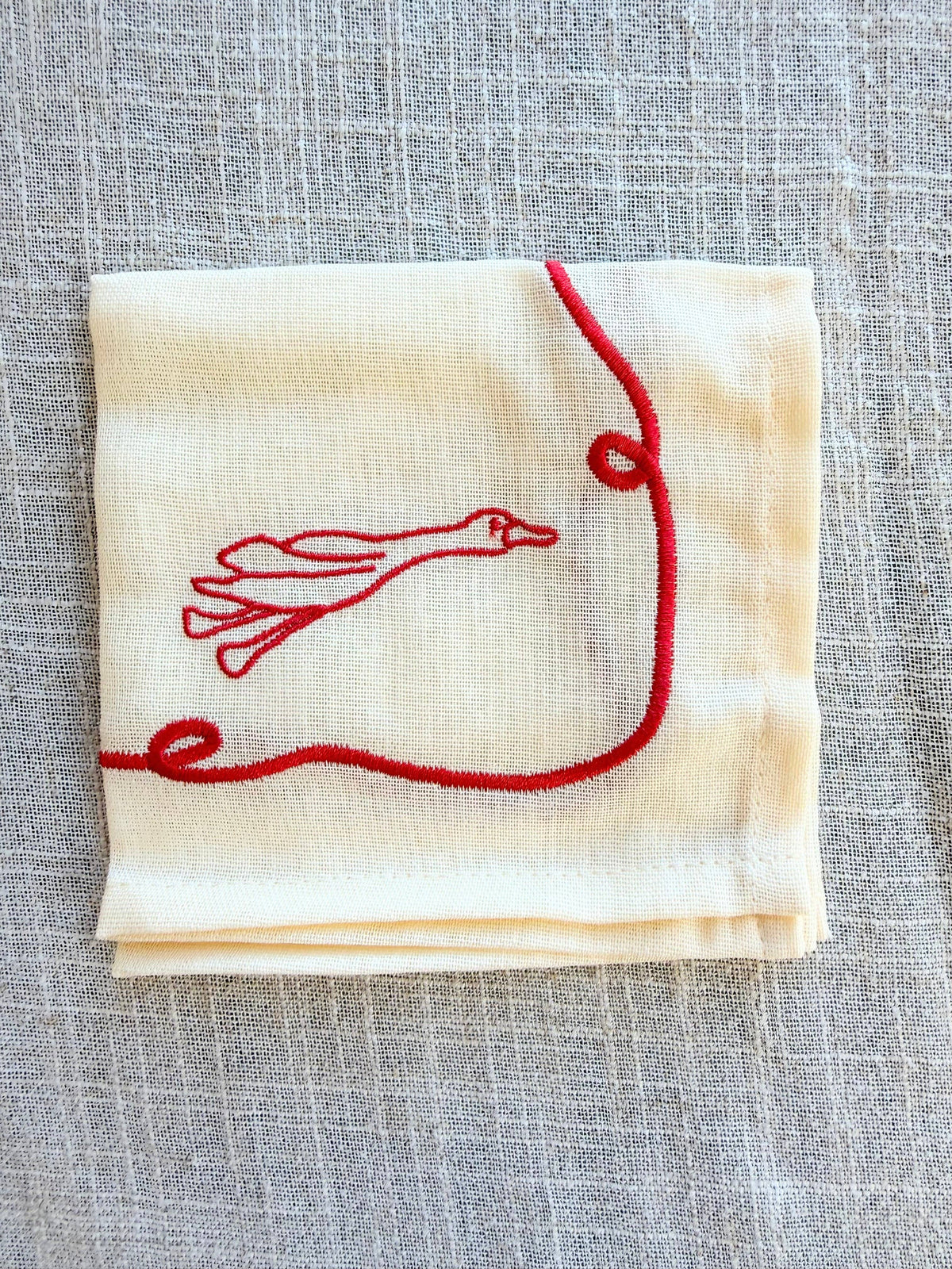 Duck Embroidered Cocktail Napkin Set