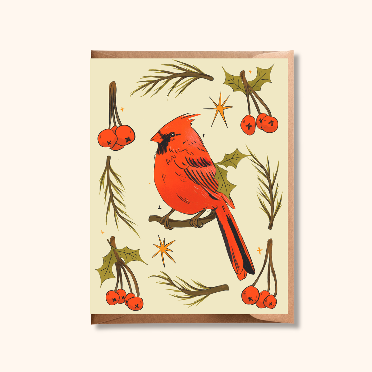 Cardinal Greeting Card | Blank Winter Holiday Card