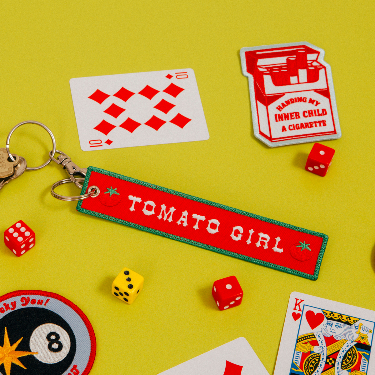 Tomato Girl Embroidered Keychain