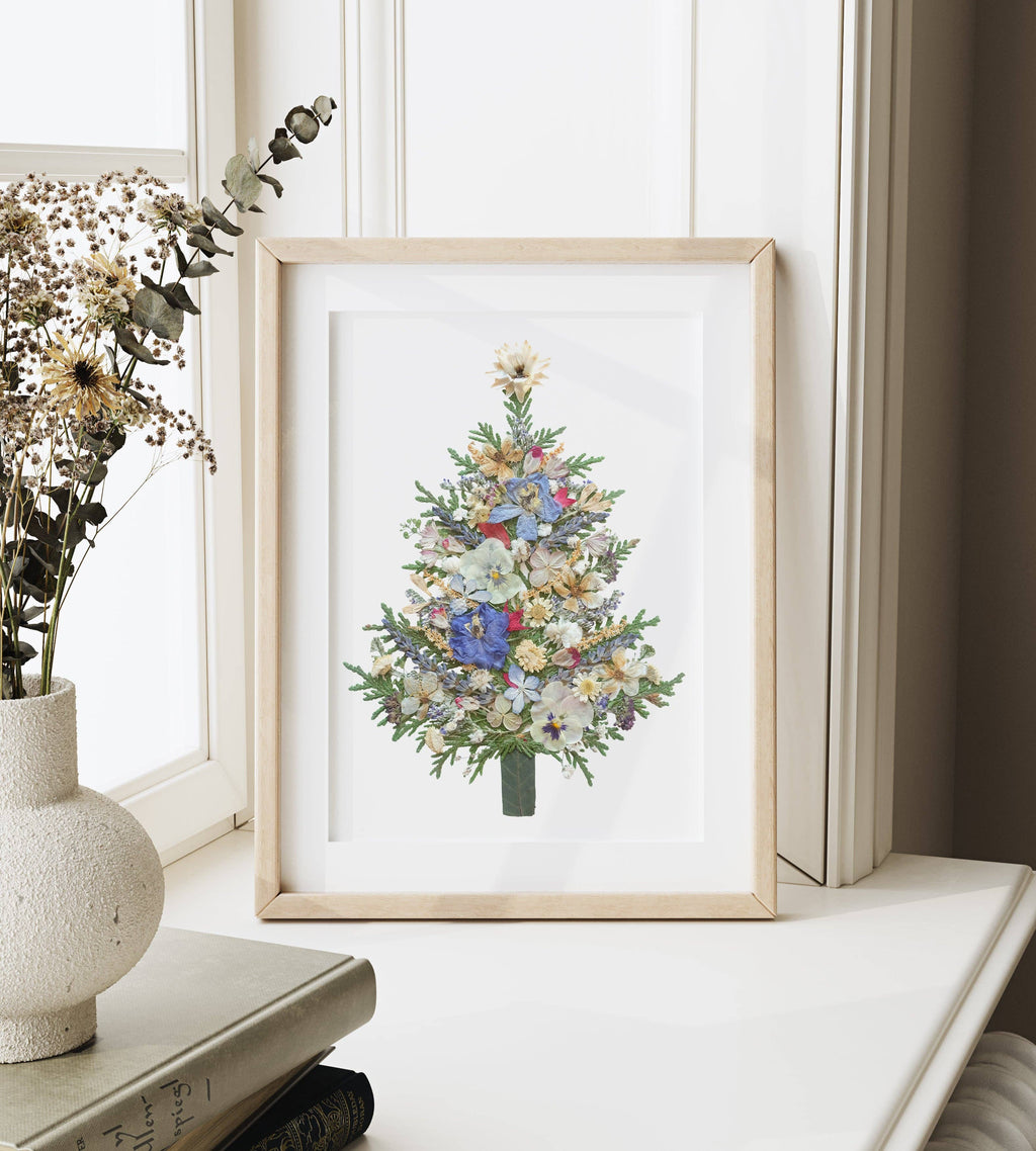 Christmas Tree, Pressed Flower Art Print