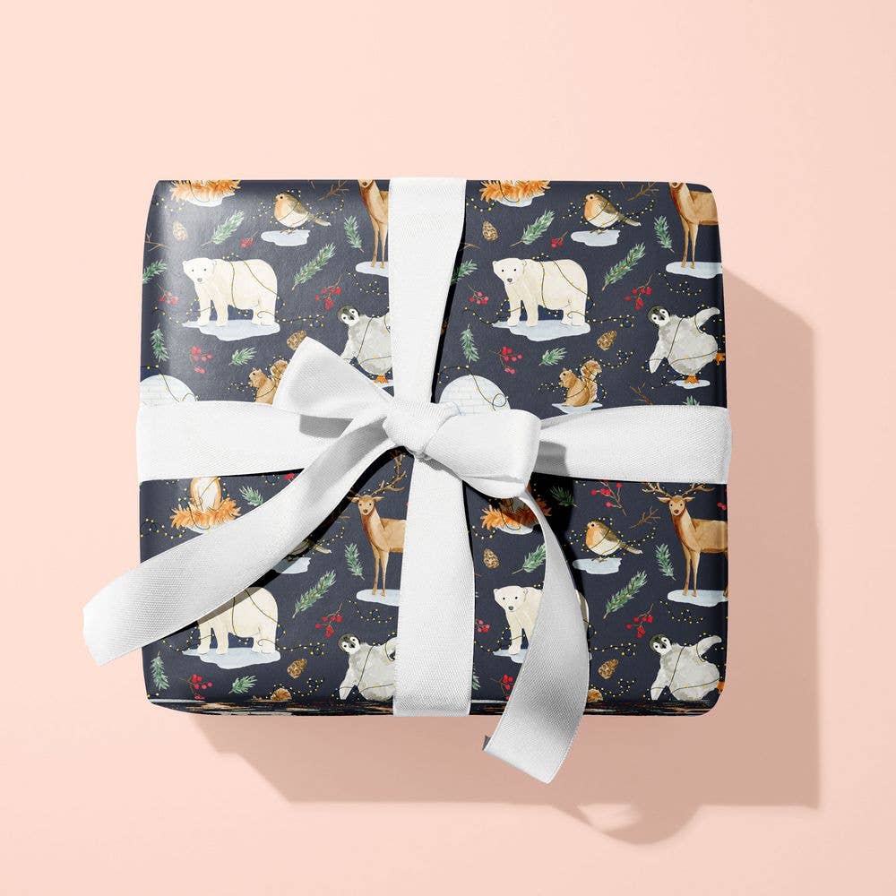 Festive Animals Christmas Gift Wrap: Single Sheet