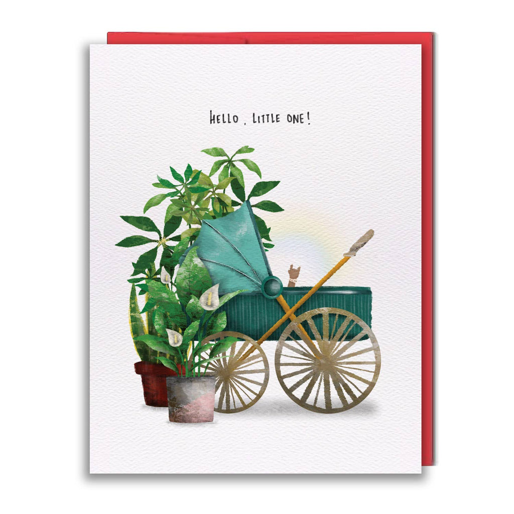 Hello Little One Greeting Card - Baby Pram