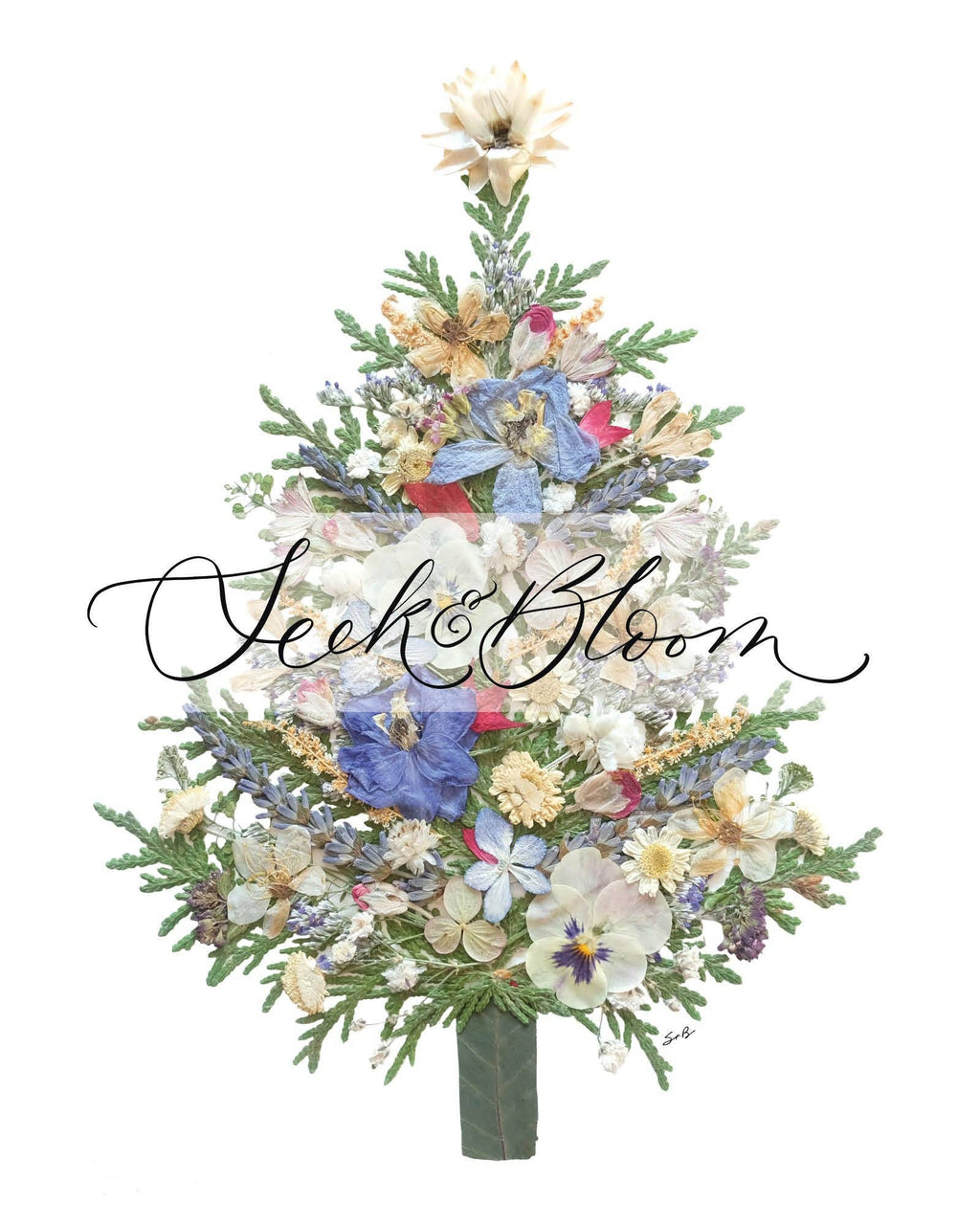 Christmas Tree, Pressed Flower Art Print