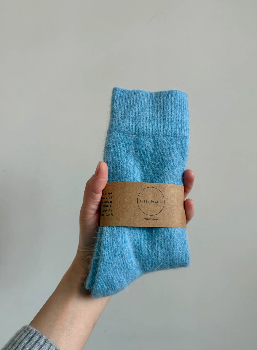 Fluffy Angora Sock: Aquamarine