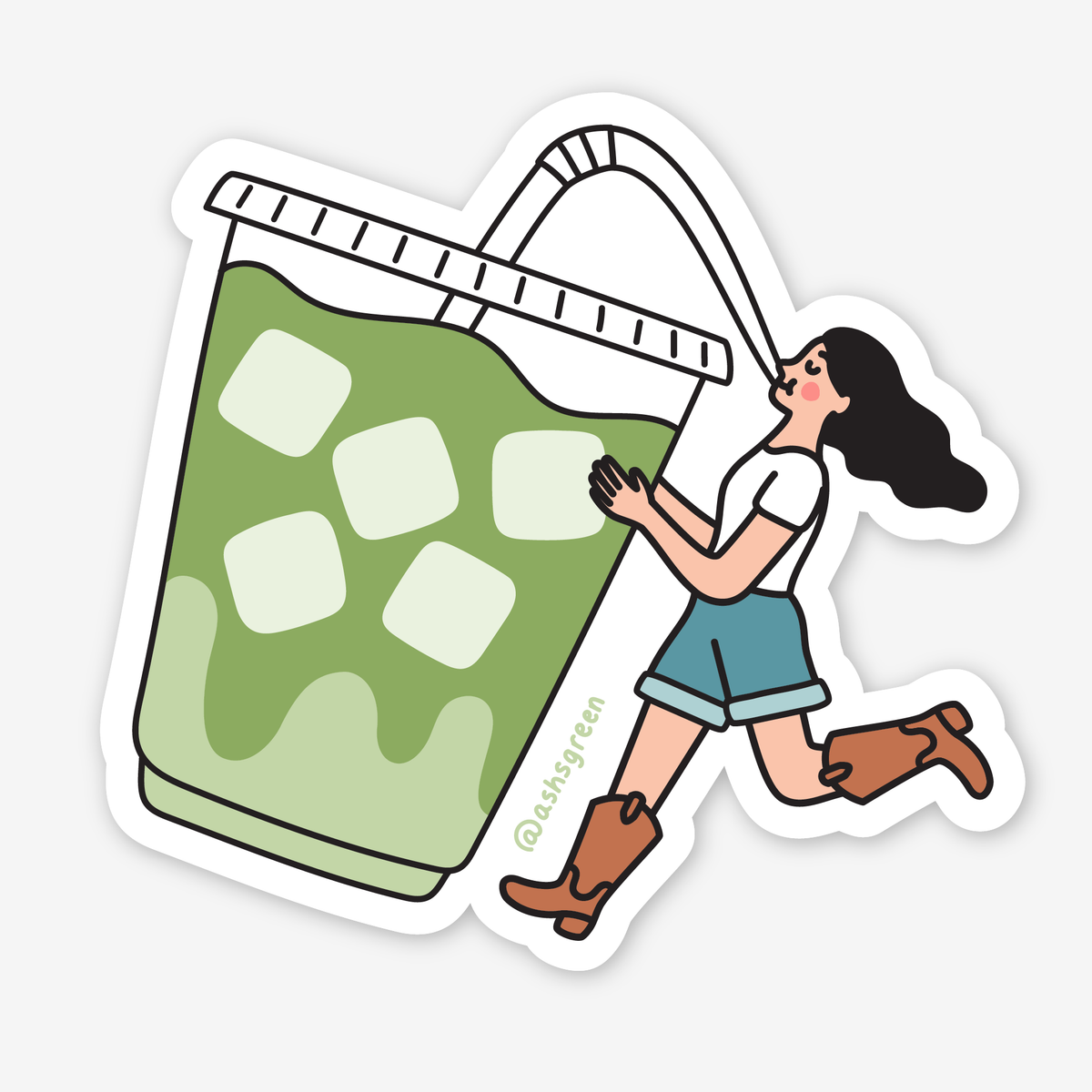 Iced Matcha Girl Sticker