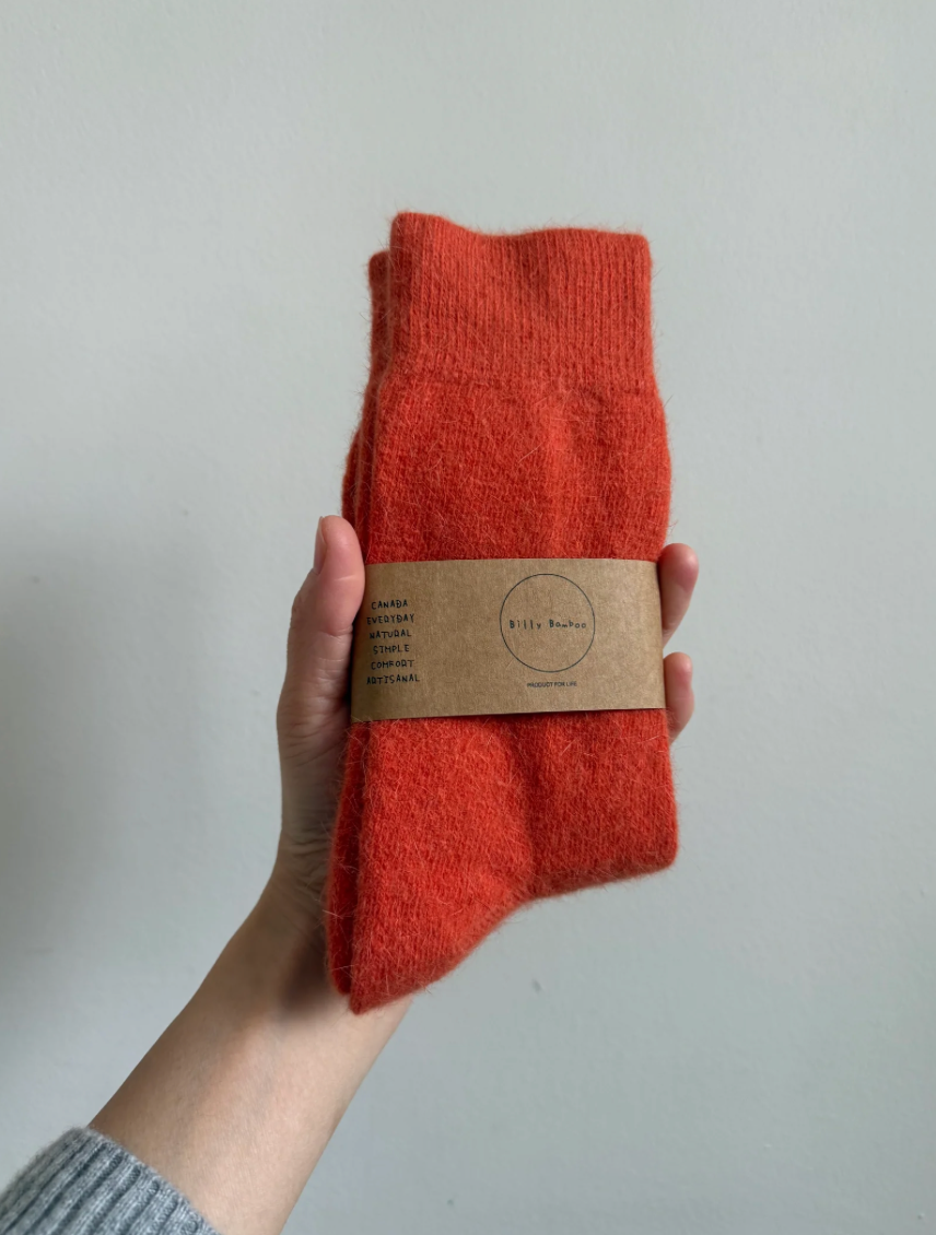 Fluffy Angora Sock: Orange Diamond