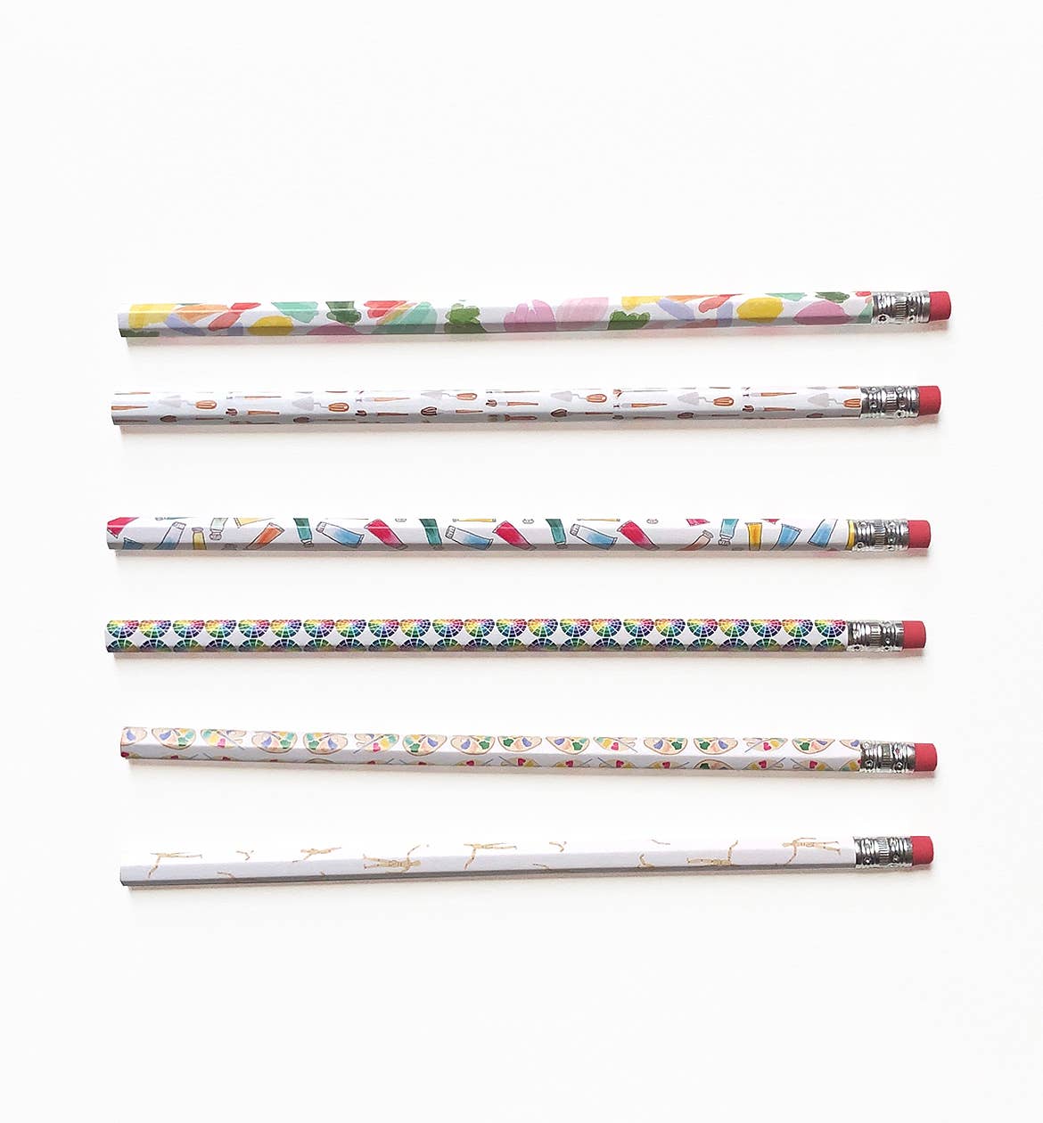 Art Supply-Themed Pencils Set of 6 – Vibrant and Creative