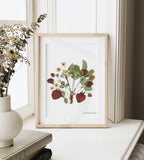 Strawberry Plant Pressed Flower Print