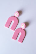 Daisy Light Pink Summer Statement Polymer Clay Arch Earrings