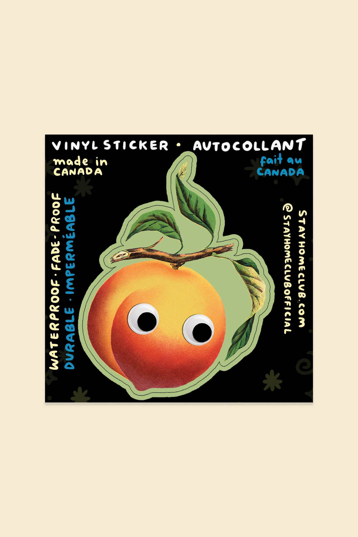 Googly Peach Sticker