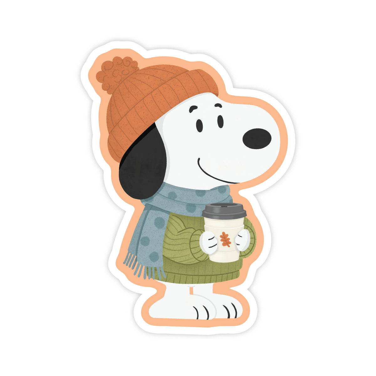Simple Whimsy - Cozy Fall Snoopy - Autumn Coffee Vinyl Sticker