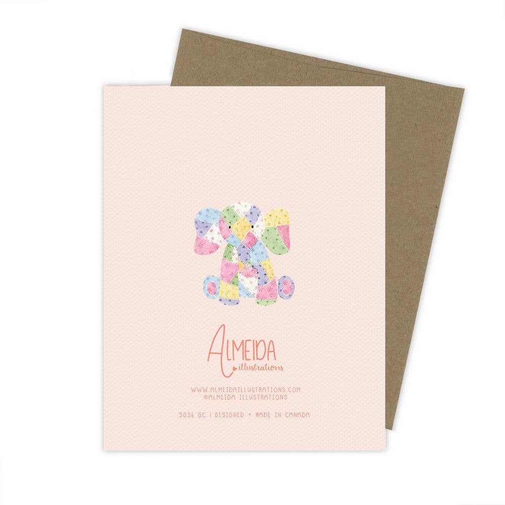 Patchwork Elephant Baby Greeting Card