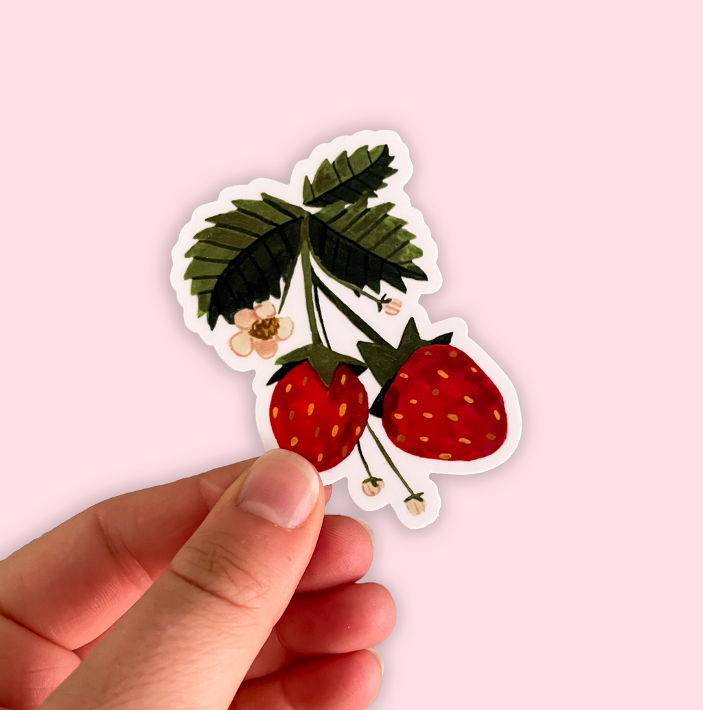 Strawberries Vinyl Sticker