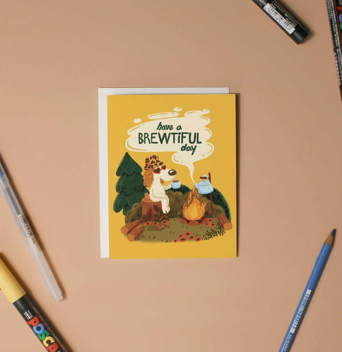 Wallflower Studio Co. - Camping Dog Brewtiful Day Everyday Greeting Card