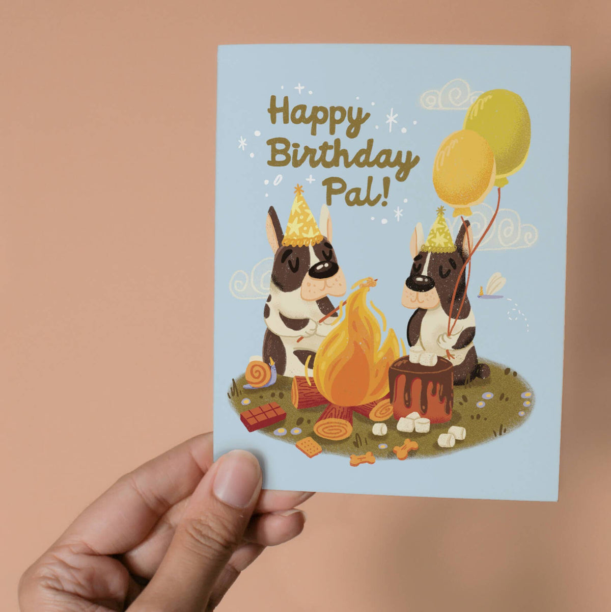 Wallflower Studio Co. - Happy Birthday Pal Campfire Dog Greeting  Card