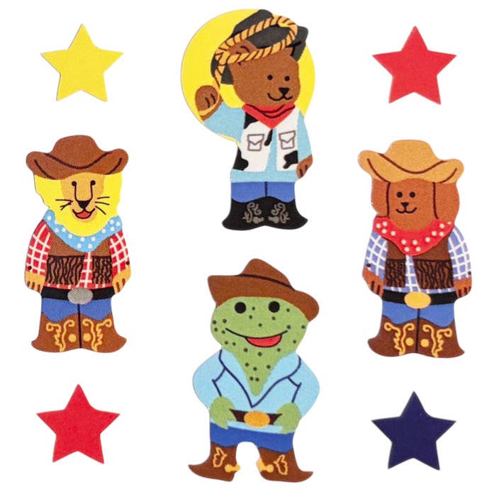 Glossy Animals Cowboy Stickers Retro Inspired: English