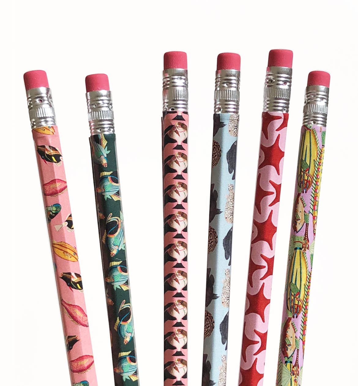 Artistry Cards - Vintage Fish-Themed Pencils – Set of 6 Unique Designs