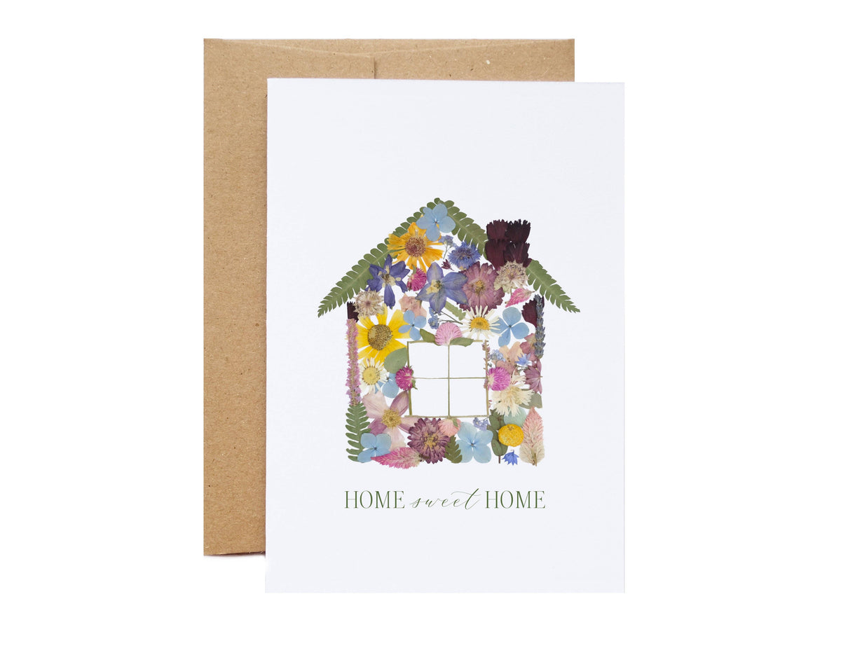 Home Sweet Home, Pressed Flower Greeting Card
