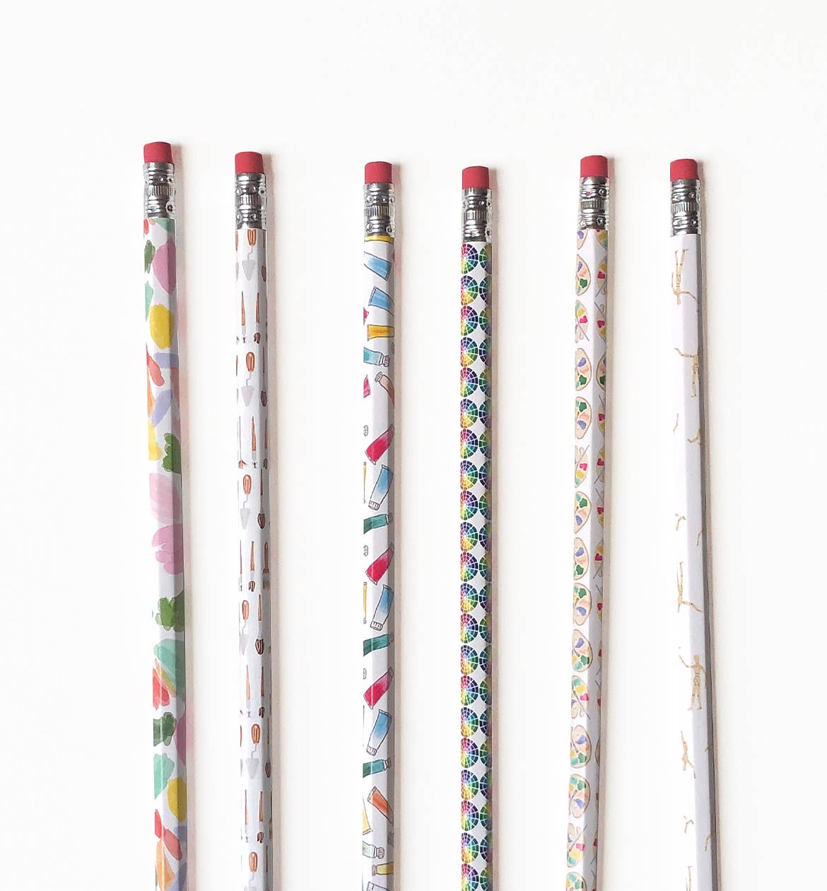 Art Supply-Themed Pencils Set of 6 – Vibrant and Creative