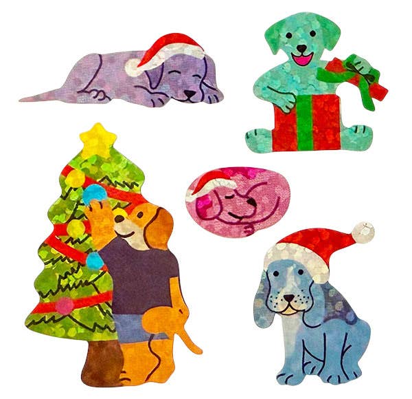 Sparkle Dogs Enjoying Christmas Stickers