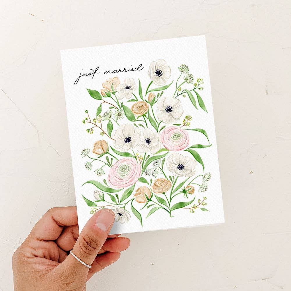 Just Married Flower Card