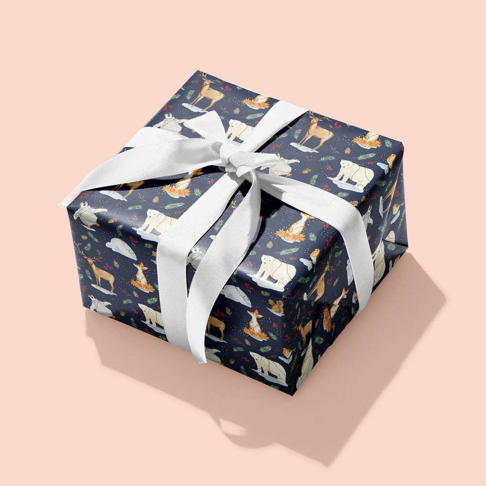 Festive Animals Christmas Gift Wrap: Single Sheet