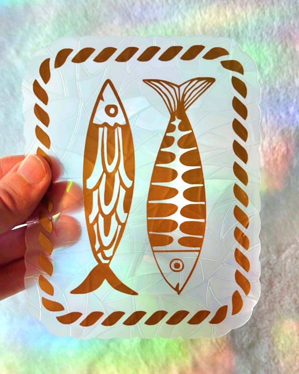 Prismatic Kitty - Sardines Suncatcher Sticker | Window Cling