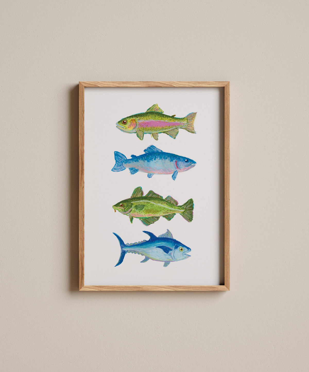 Oil Pastel Ocean Fish Art Print