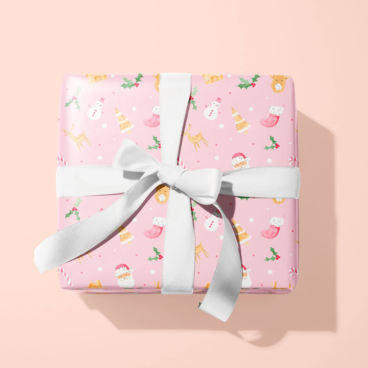 Pink Christmas Gift Wrap: Single Sheet
