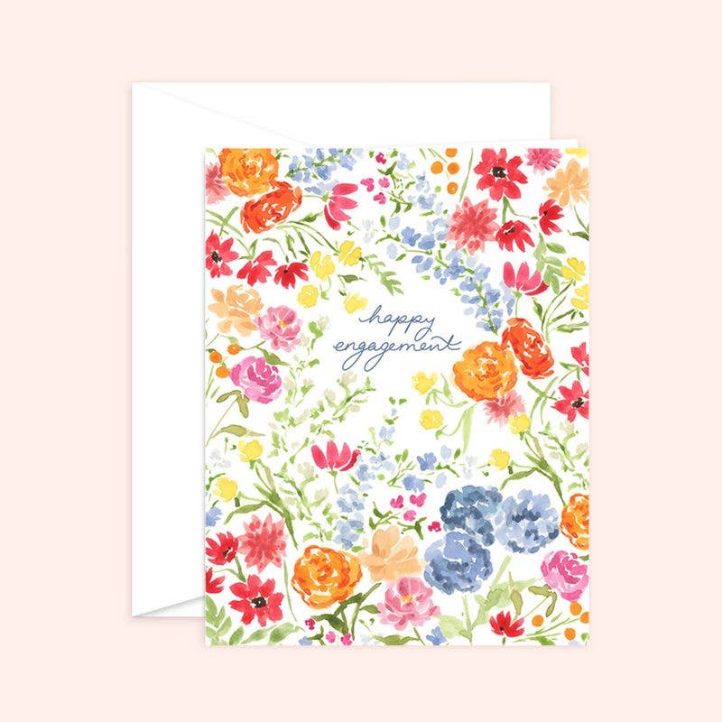 Happy Engagement Floral Greeting Card